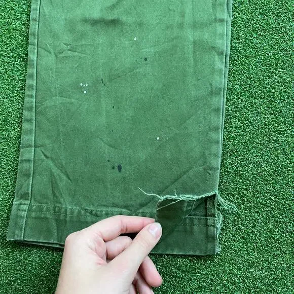 Aimé Leon Dore Olive Green Paint Splatter Elastic Waist Chino Pants Sz 30 - Picture 7 of 8